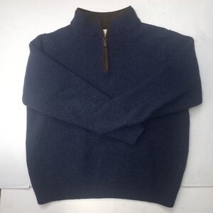 L.L.Bean Navy Blue 100%Merino Wool 1/4 Zip Sweater Mens XL